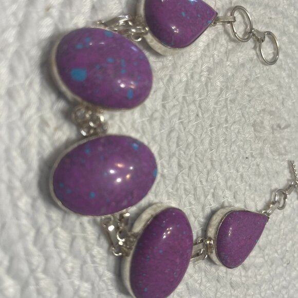 Beautiful MOSAIC JASPER Handmade Sterling 925 Bracelet #334D - Picture 1 of 3